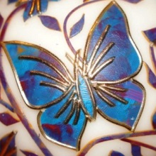 Świeca ozdobna - niebieskie motyle, kula